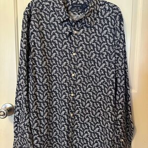 Nautica Men's Black and White Leaf Print Shirt